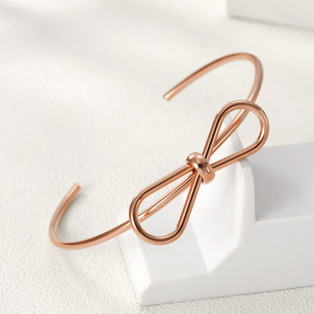 C-shaped smooth bow bracelet-NSB1579ST