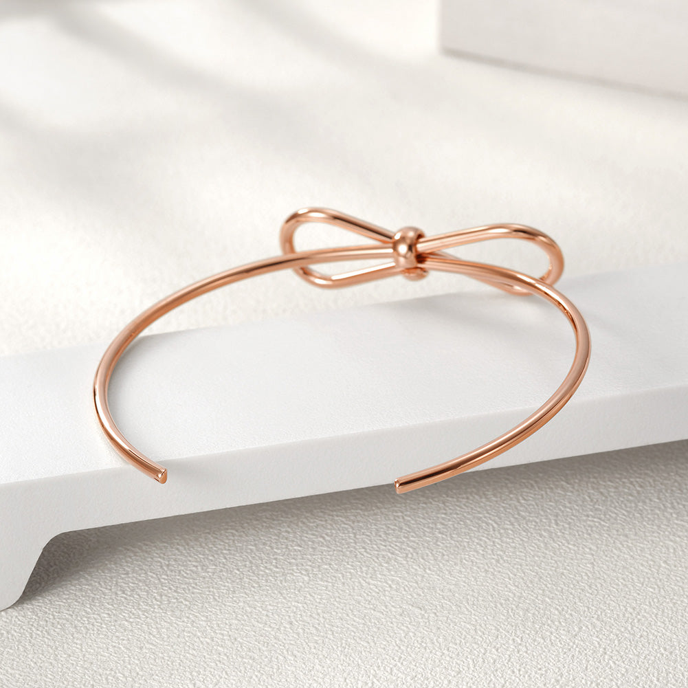 C-shaped smooth bow bracelet-NSB1579ST