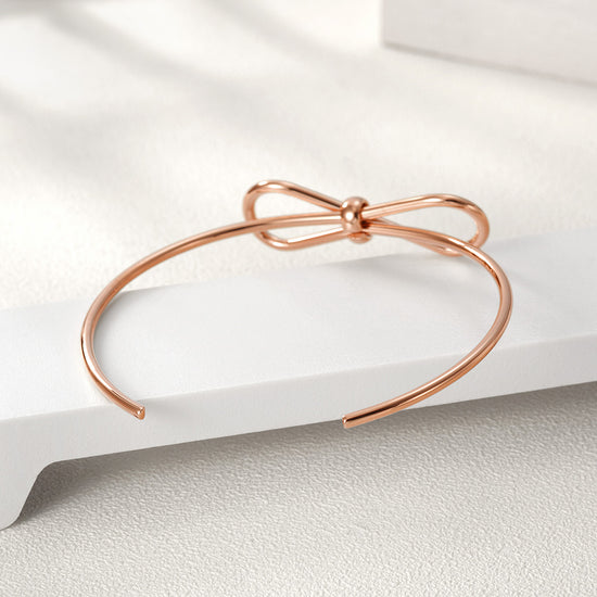 C-shaped smooth bow bracelet-NSB1579ST