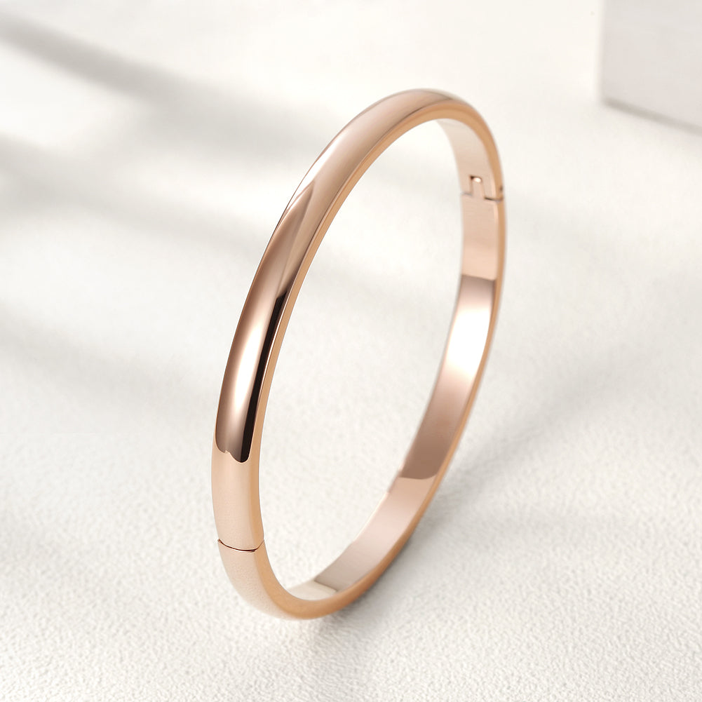 Rose gold minimalist glossy bracelet-NSB1583ST