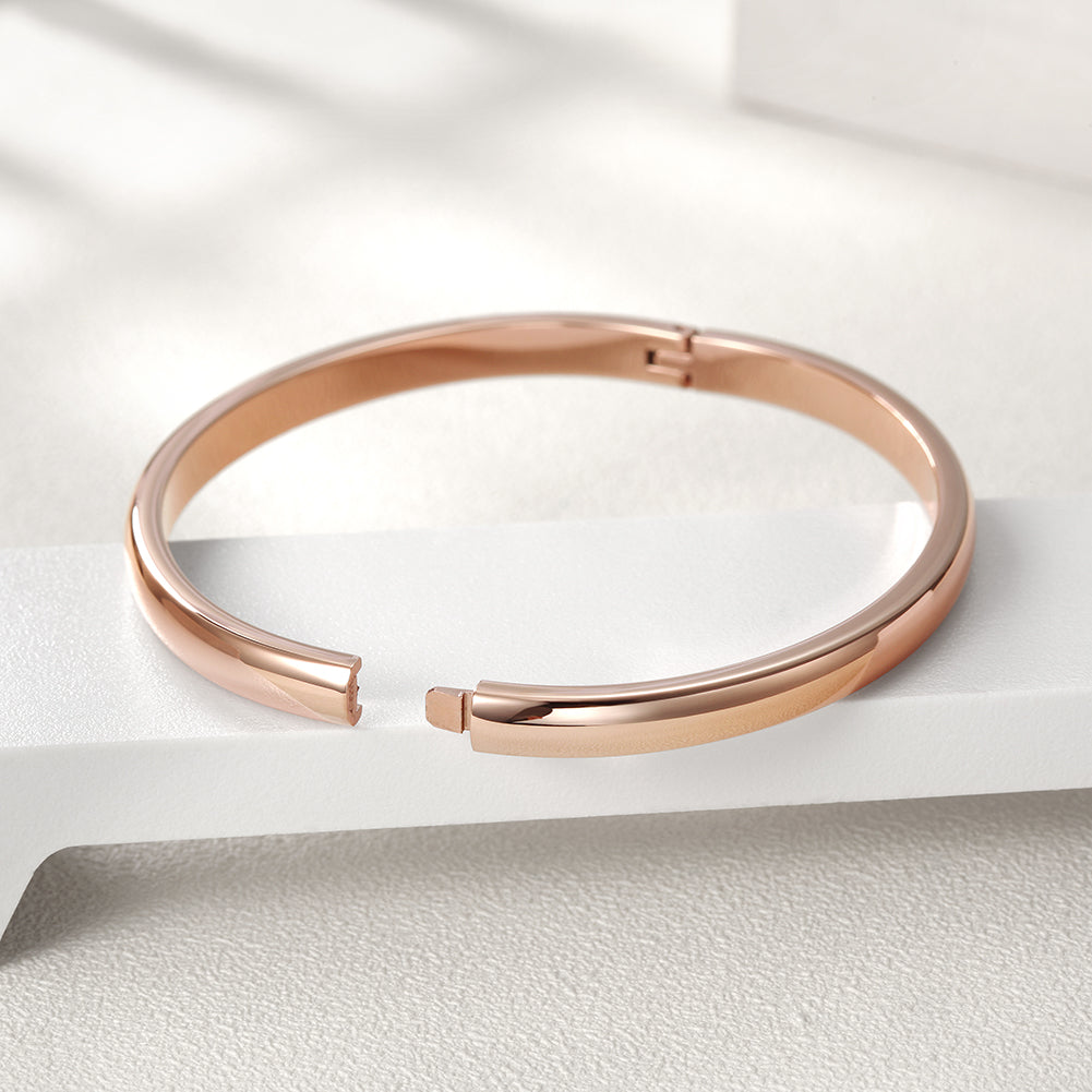 Rose gold minimalist glossy bracelet-NSB1583ST