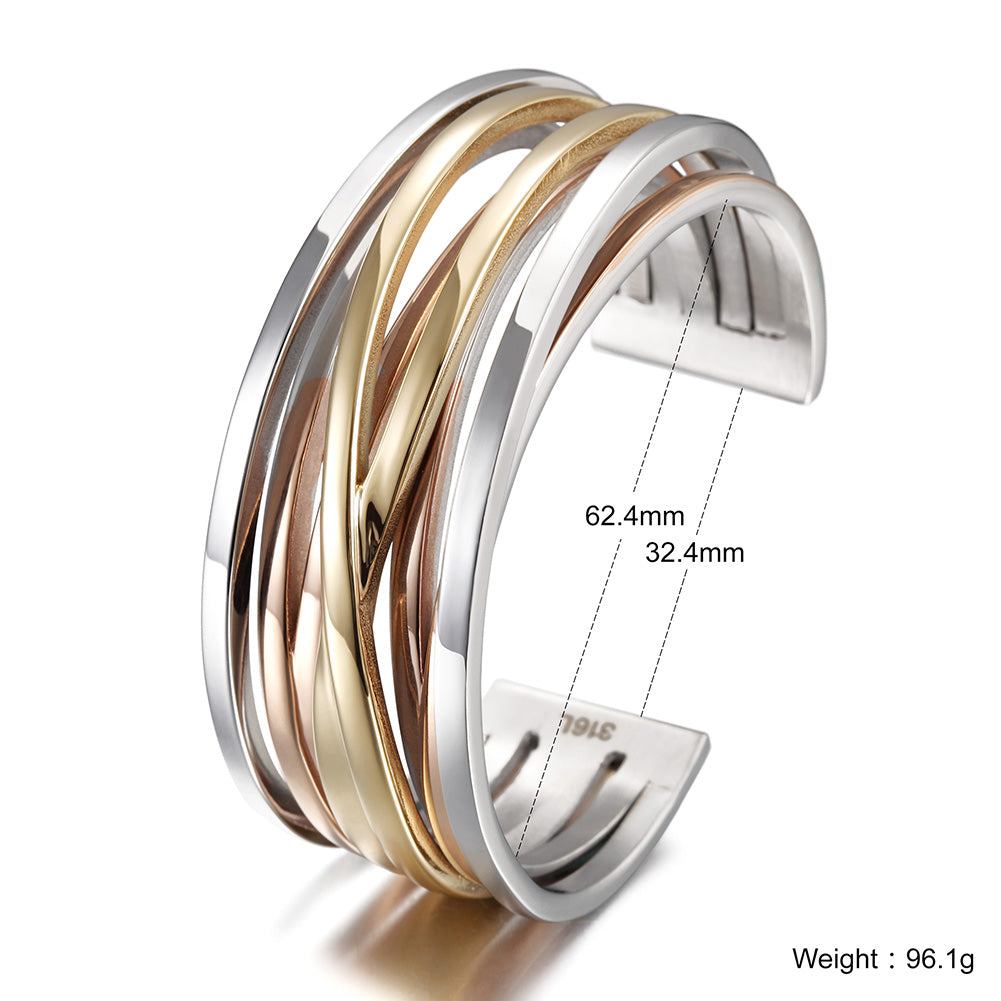 Intercolor layered C-shaped bracelet-NSB1592ST