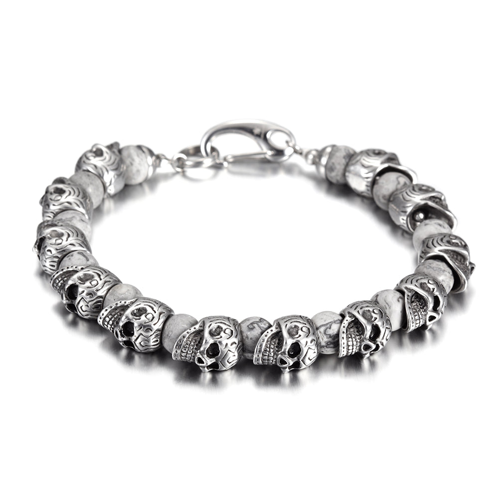 Silver Skull Bracelet-NSB1602ST