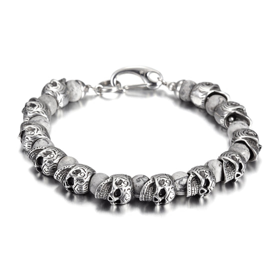 Silver Skull Bracelet-NSB1602ST