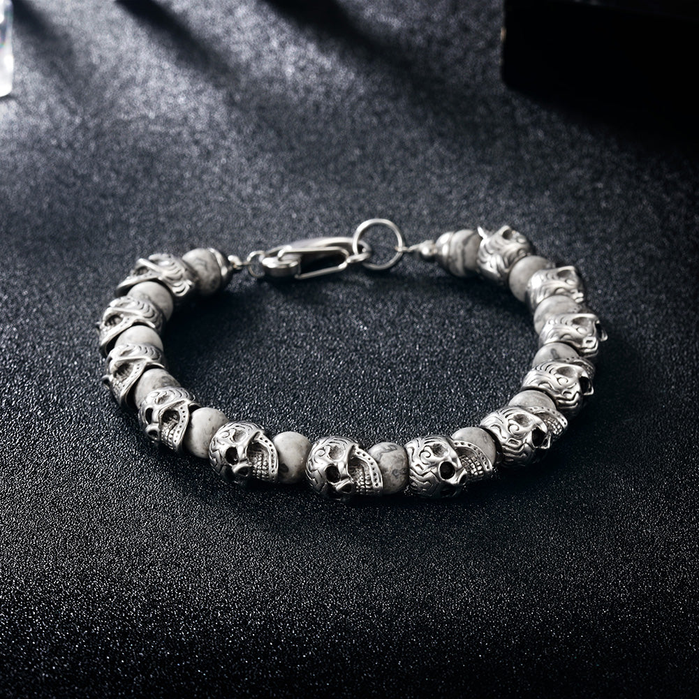 Silver Skull Bracelet-NSB1602ST