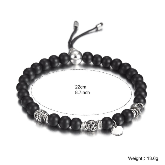 Black round bead bracelet-NSB1603ST