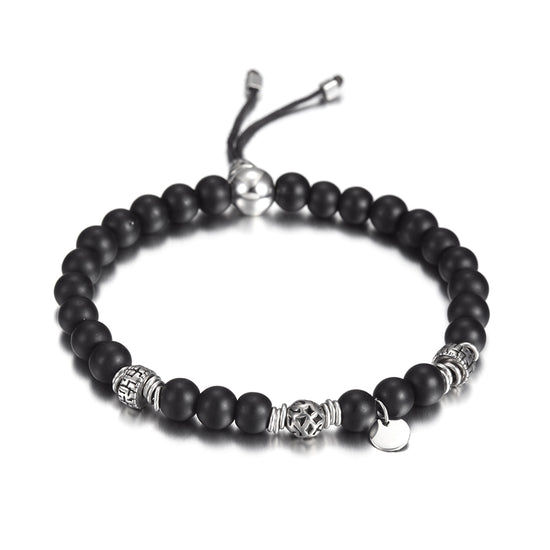 Black round bead bracelet-NSB1603ST