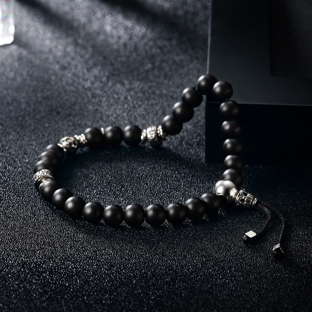 Black round bead bracelet-NSB1603ST