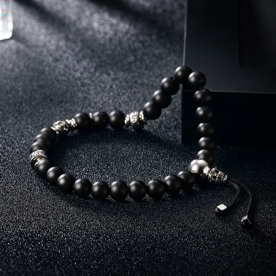 Black round bead bracelet-NSB1603ST