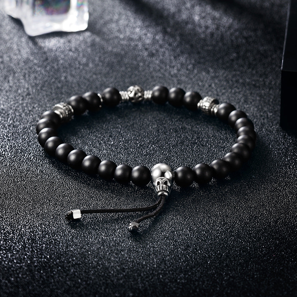 Black round bead bracelet-NSB1603ST
