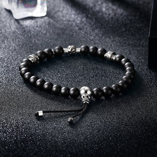 Black round bead bracelet-NSB1603ST