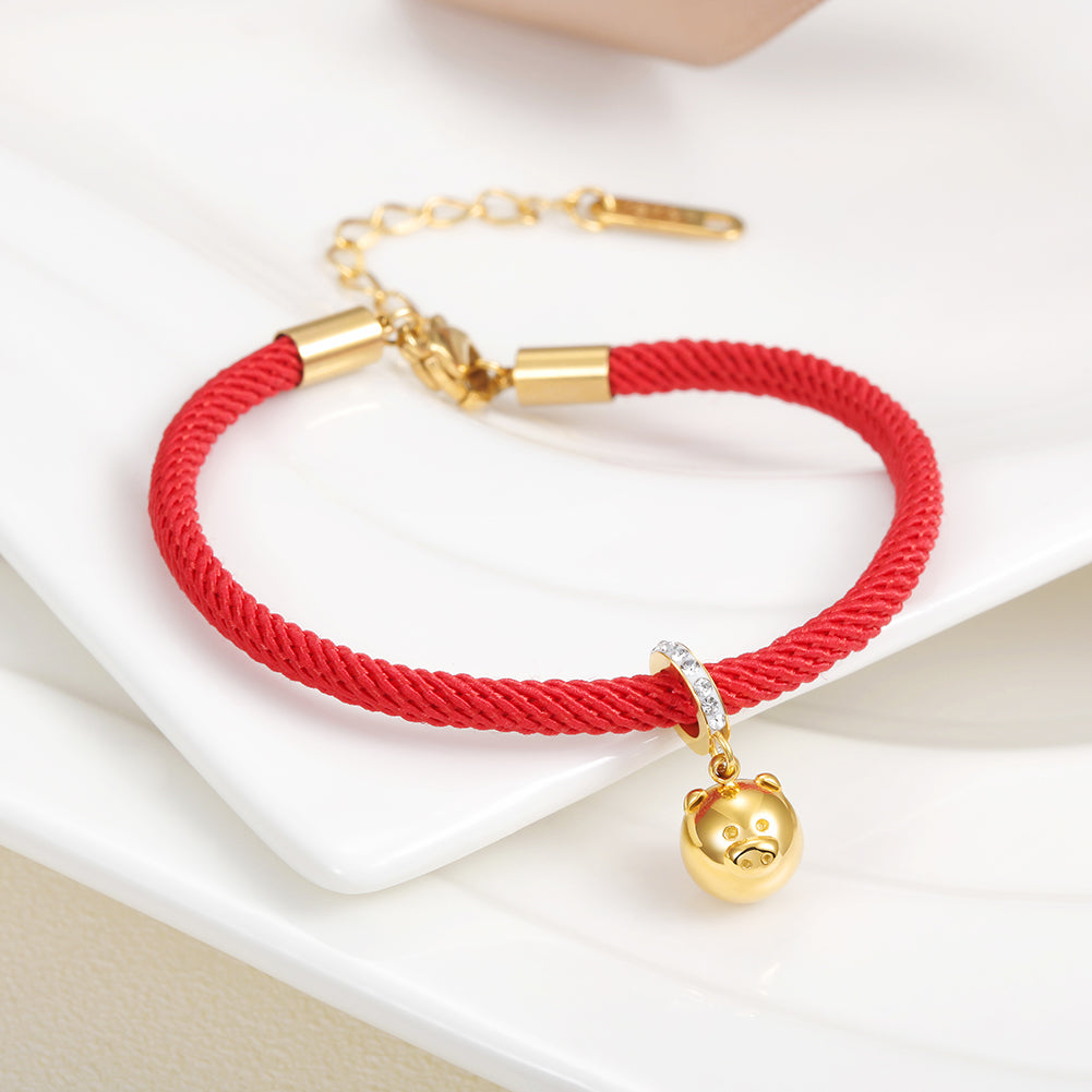 Red cable pig pendant bracelet-NSB1611STGC