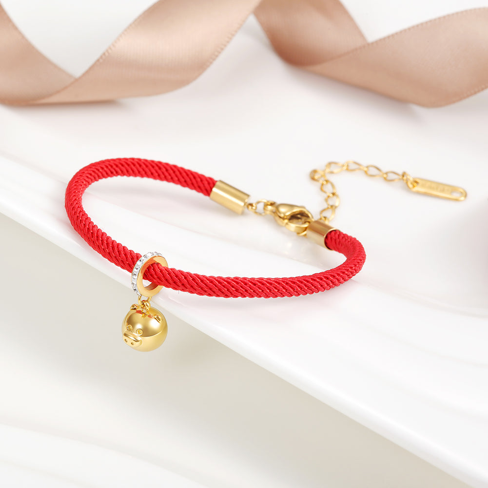 Red cable pig pendant bracelet-NSB1611STGC