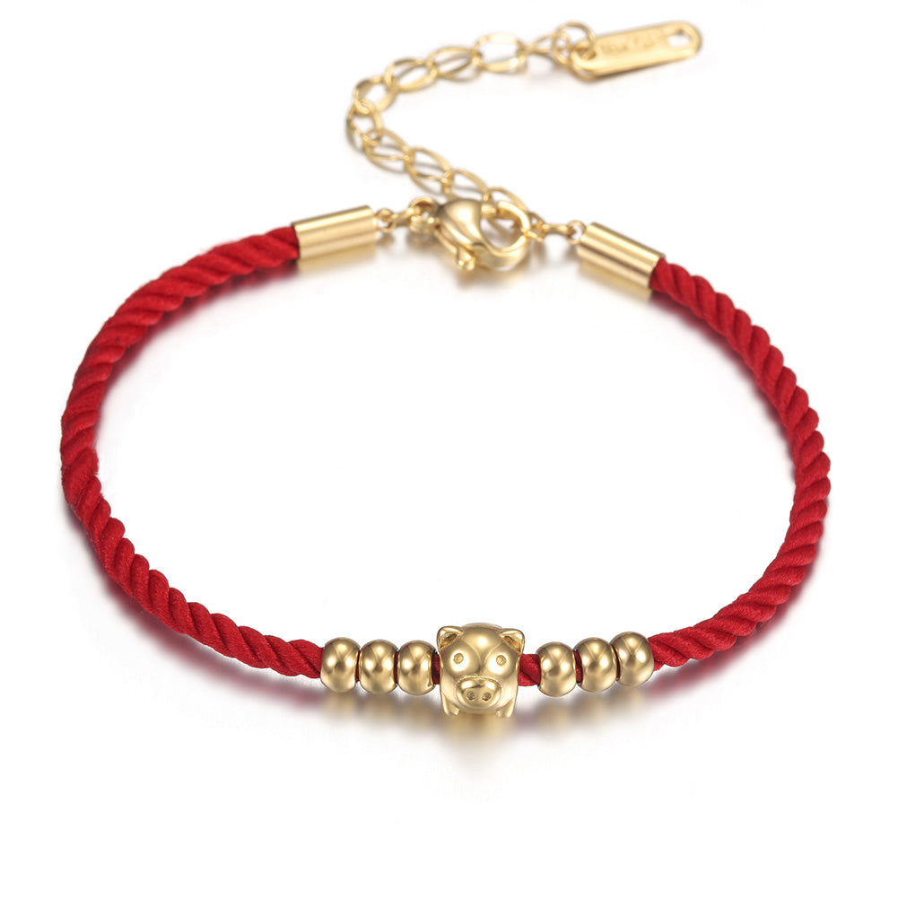 Red cable pig bracelet-NSB1613STGC
