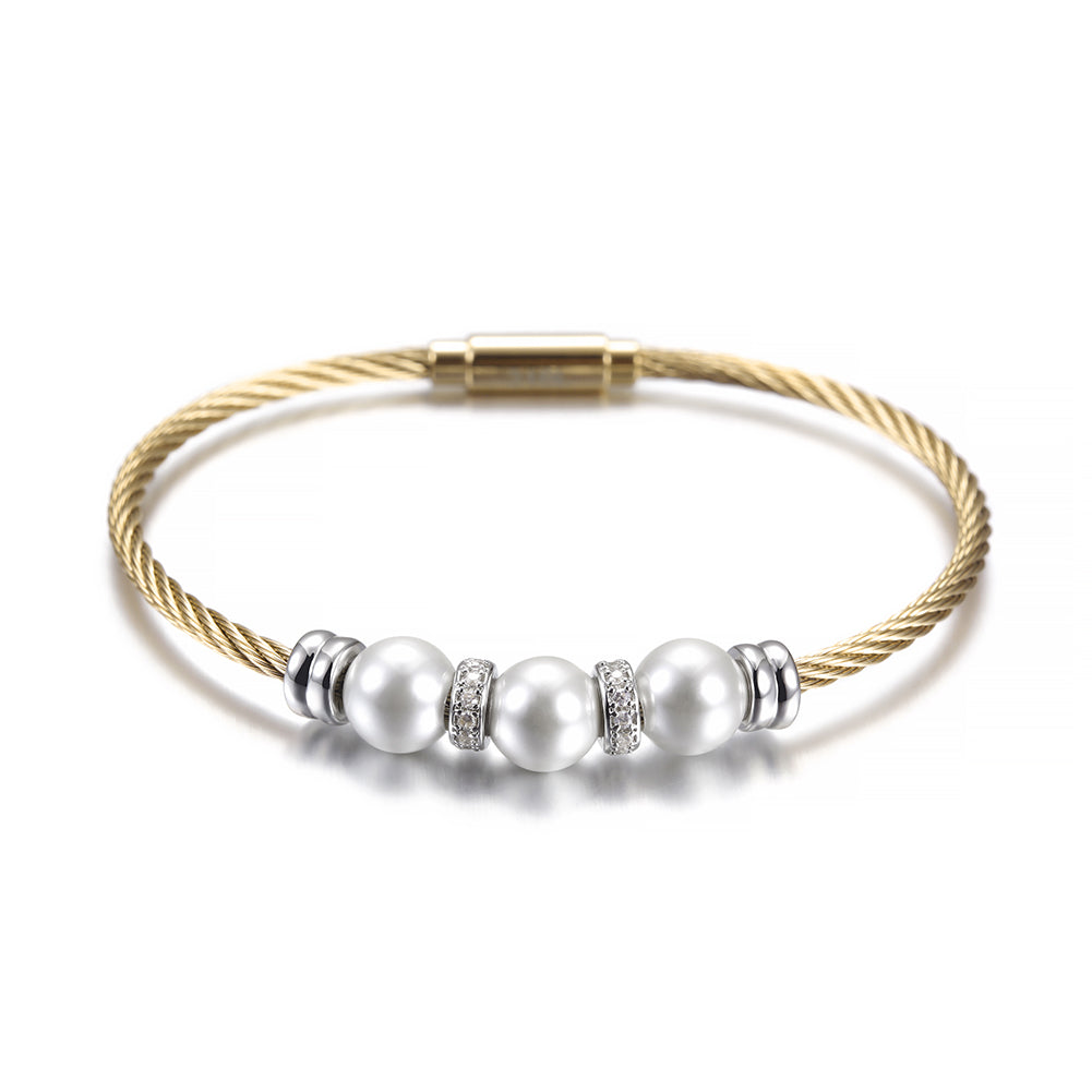 Three pearl bracelets with cables-NSB1615ST