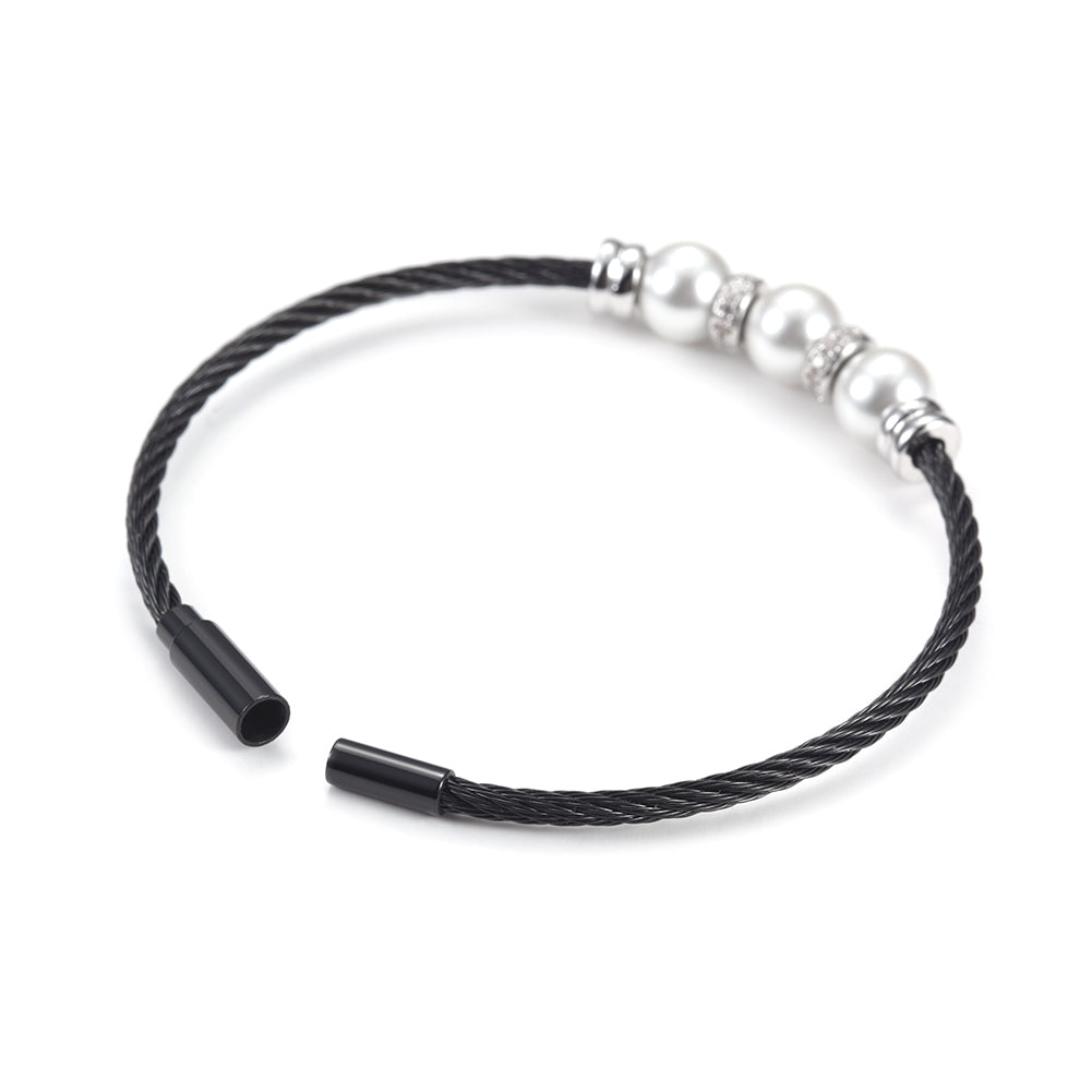 Three pearl bracelets with cables-NSB1615ST
