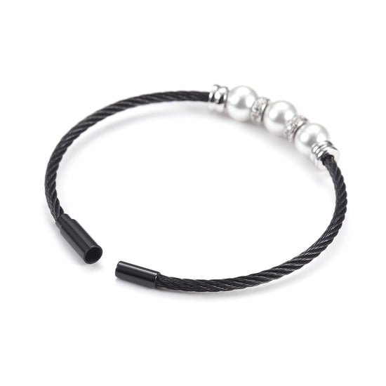 Three pearl bracelets with cables-NSB1615ST
