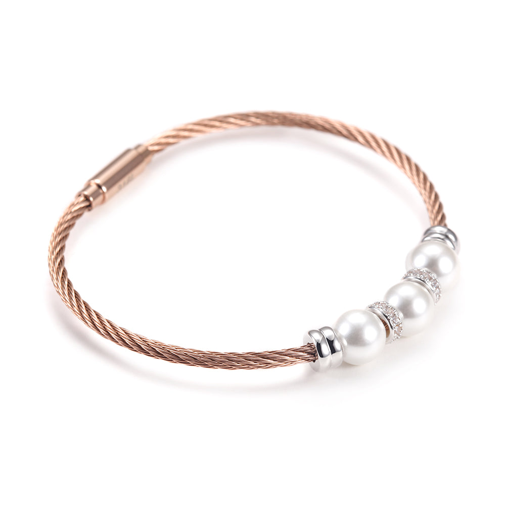 Three pearl bracelets with cables-NSB1615ST