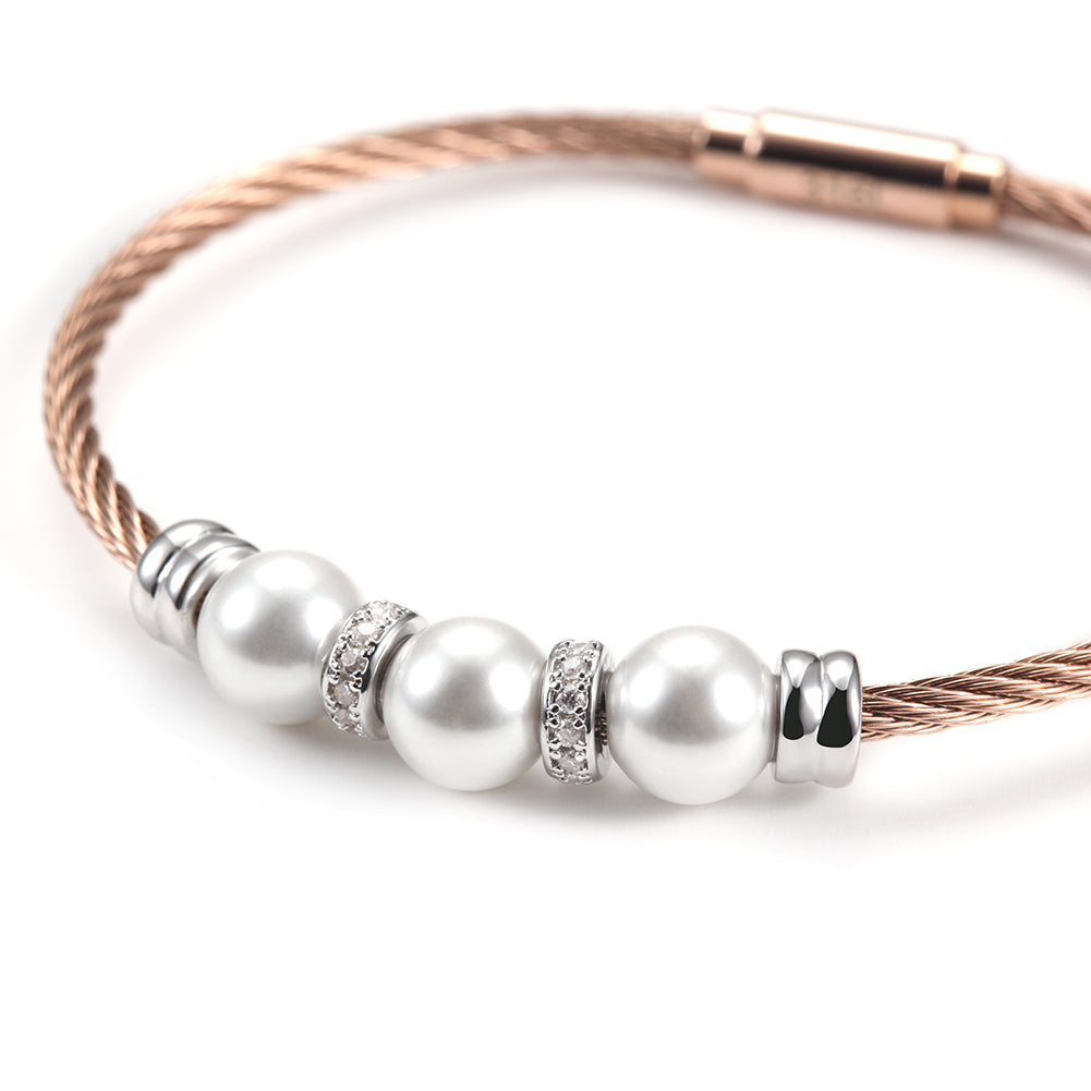 Three pearl bracelets with cables-NSB1615ST
