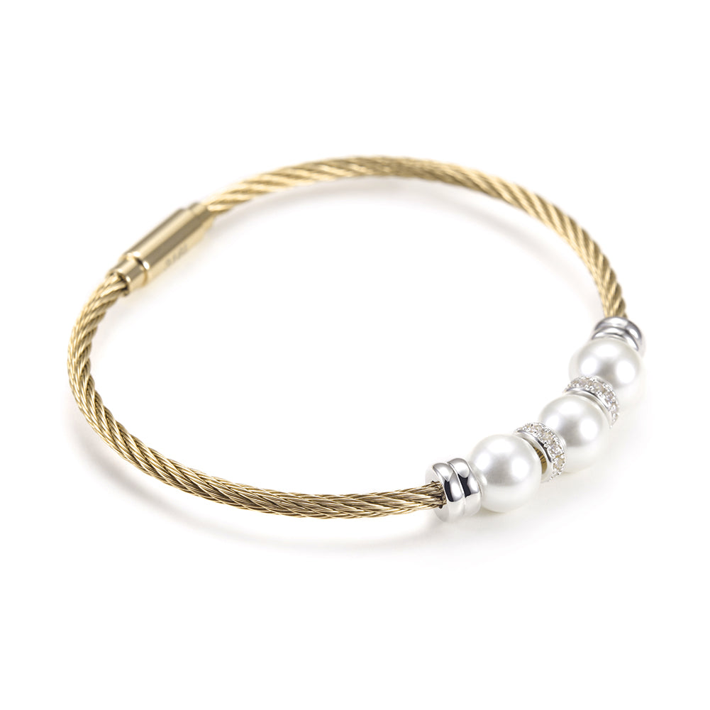 Three pearl bracelets with cables-NSB1615ST