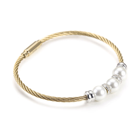 Three pearl bracelets with cables-NSB1615ST