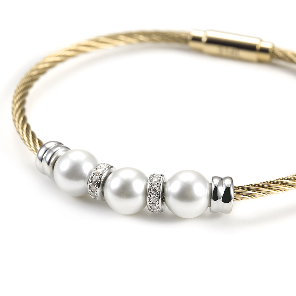 Three pearl bracelets with cables-NSB1615ST