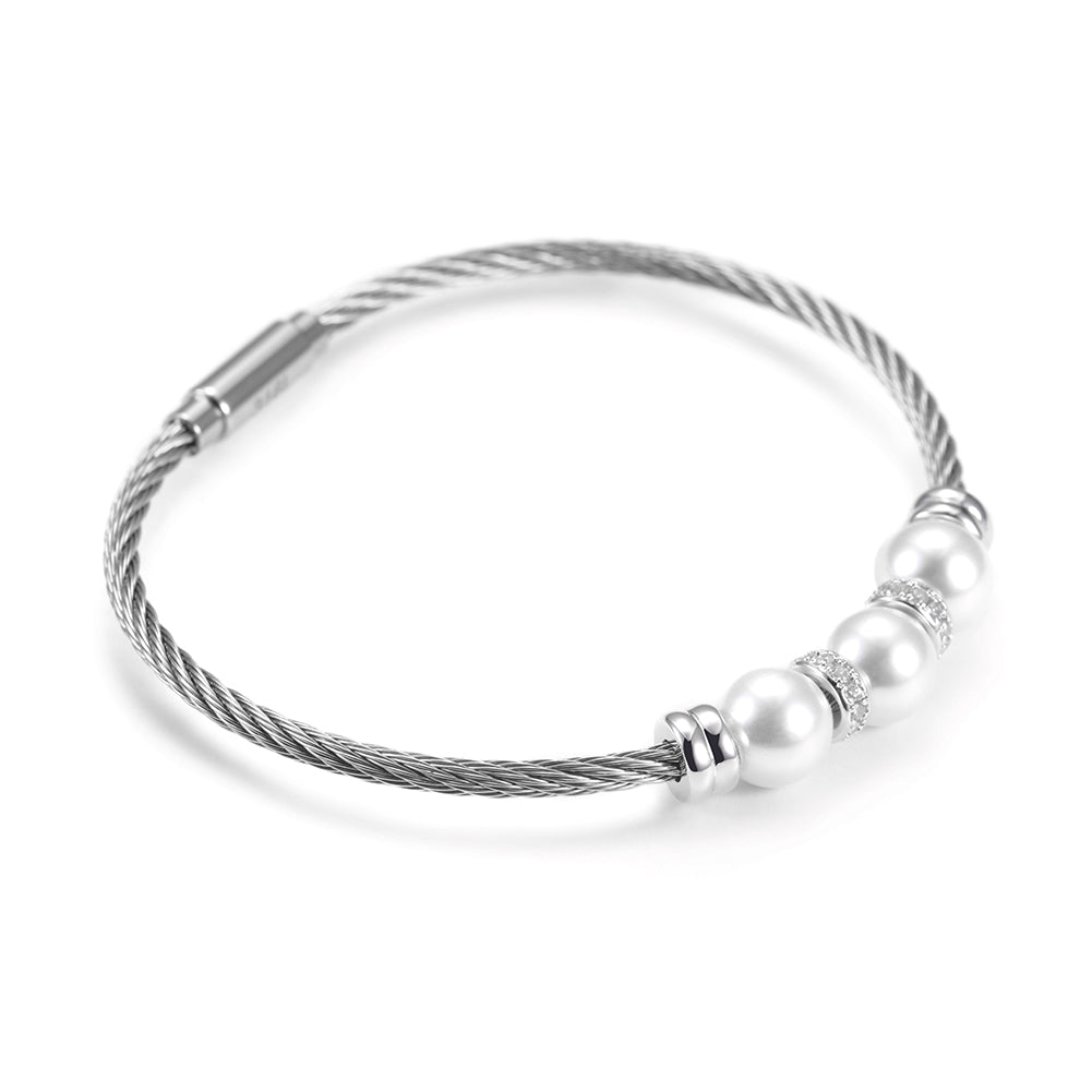 Three pearl bracelets with cables-NSB1615ST