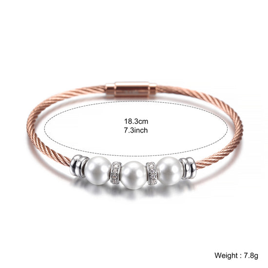 Three pearl bracelets with cables-NSB1615ST