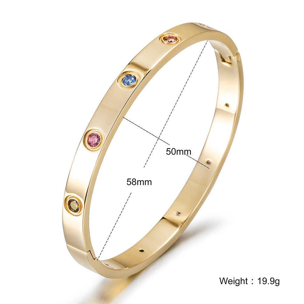 Round colored zircon bracelet-NSB1622ST