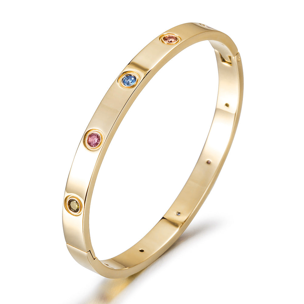 Round colored zircon bracelet-NSB1622ST