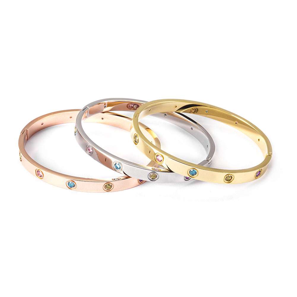 Round colored zircon bracelet-NSB1622ST