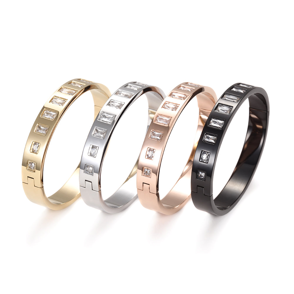 Round square zircon bracelet-NSB1623STS