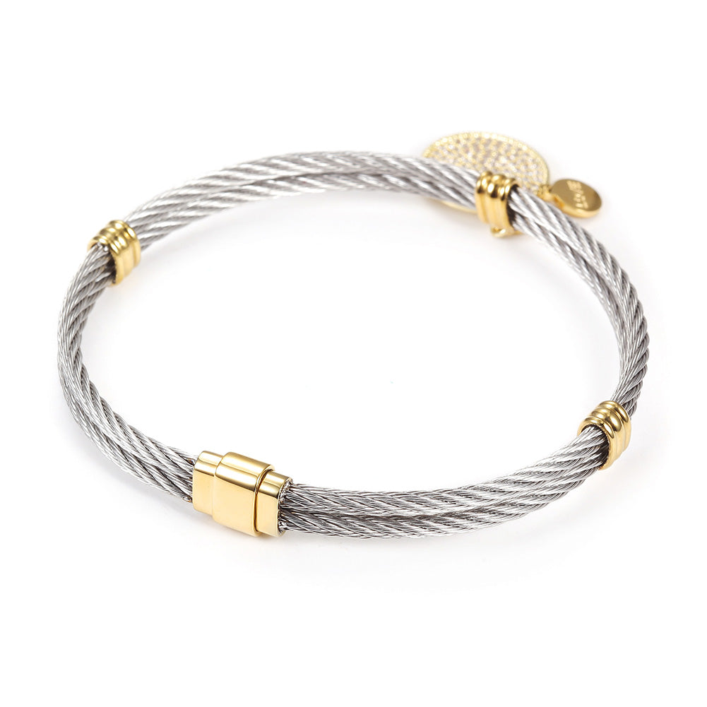 Cable letter pendant bracelet-NSB1624ST