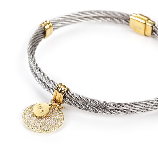 Cable letter pendant bracelet-NSB1624ST