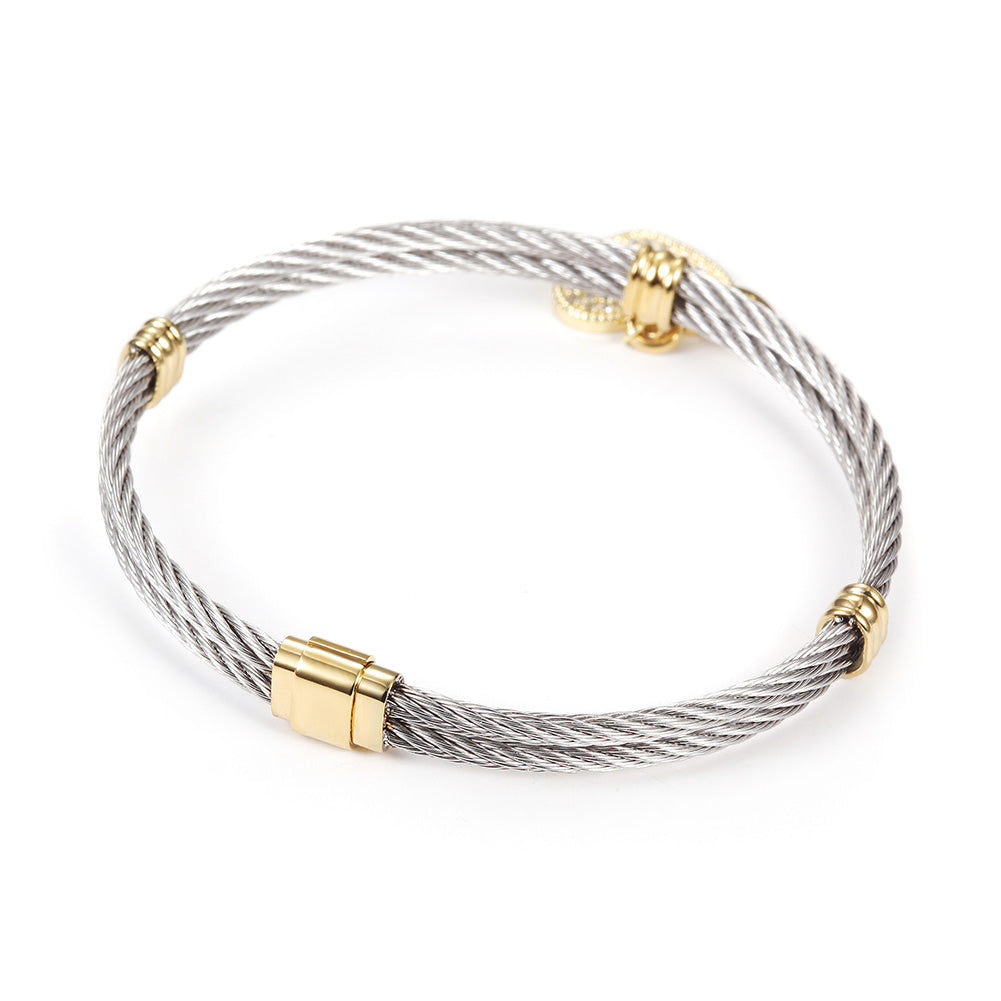 Cable letter pendant bracelet-NSB1625ST