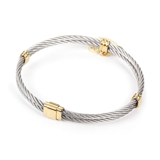 Cable letter pendant bracelet-NSB1625ST
