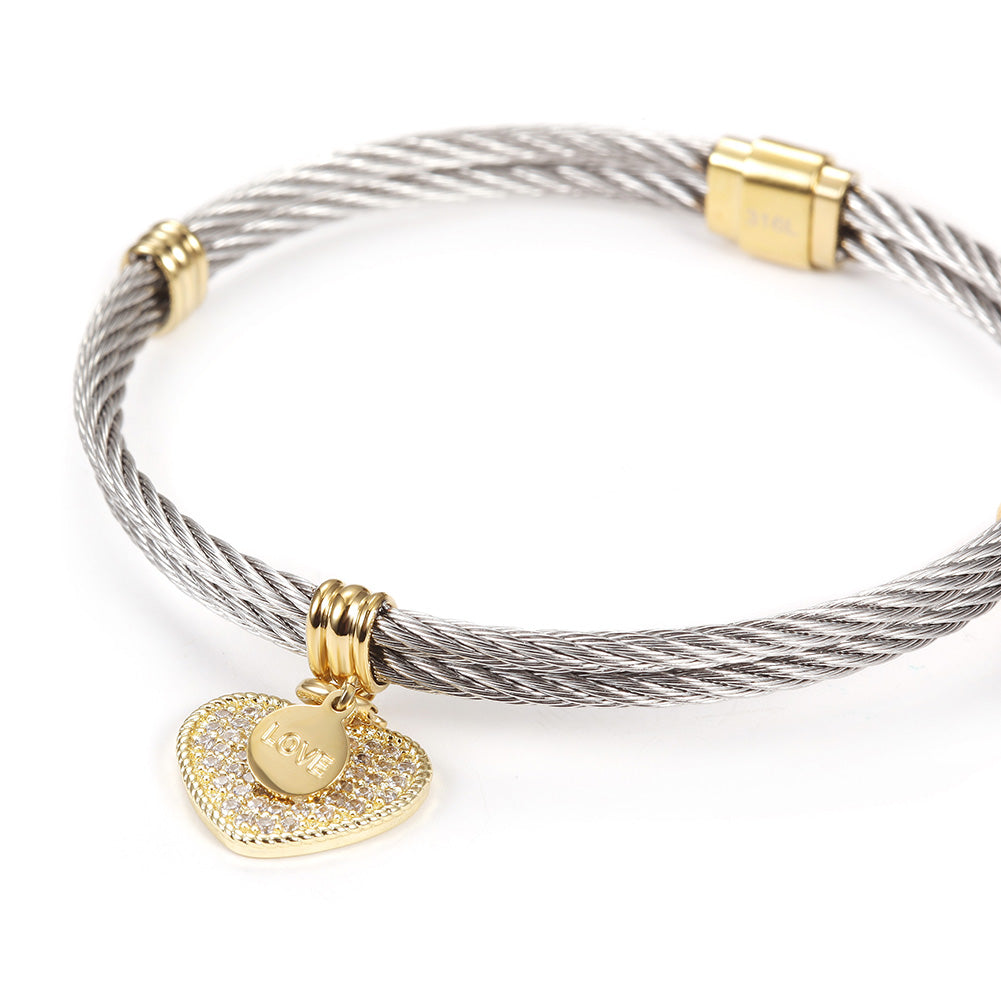 Cable letter pendant bracelet-NSB1625ST