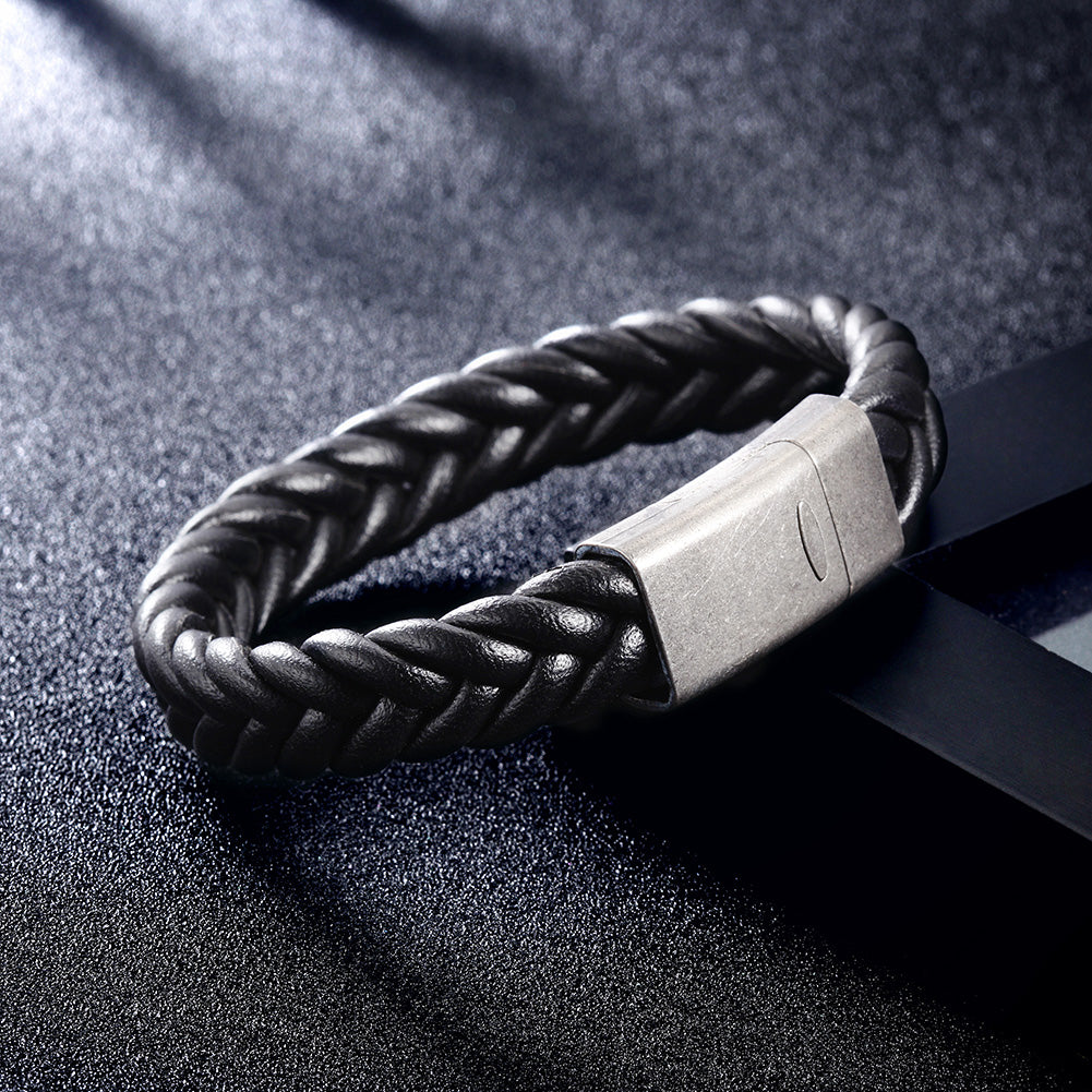 Black exaggerated hemp rope bracelet-NSB1636STBK