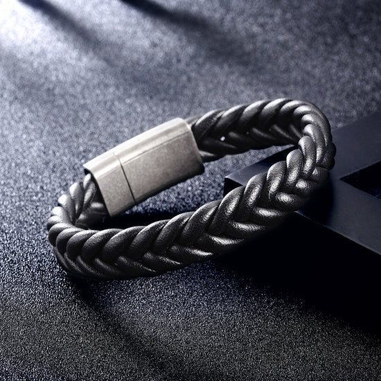 Black exaggerated hemp rope bracelet-NSB1636STBK