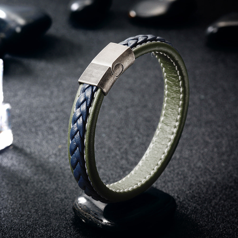 Blue striped hemp rope bracelet-NSB1637STGNBL