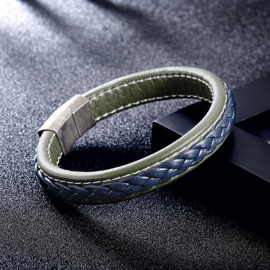 Blue striped hemp rope bracelet-NSB1637STGNBL