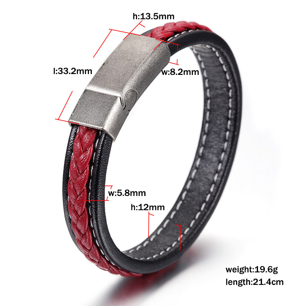 Red striped hemp rope bracelet-NSB1638STBKRD