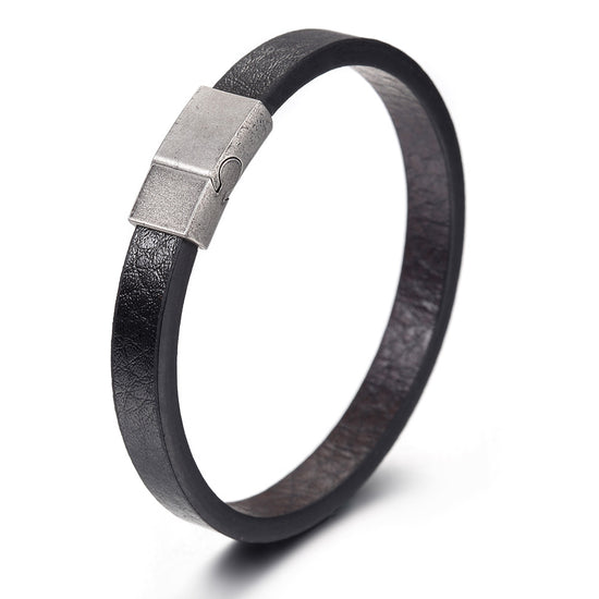 Black leather bracelet-NSB1643STBKBR