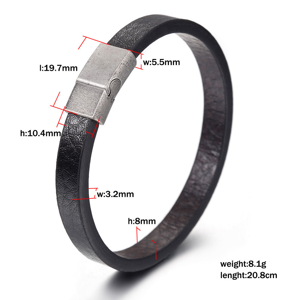 Black leather bracelet-NSB1643STBKBR