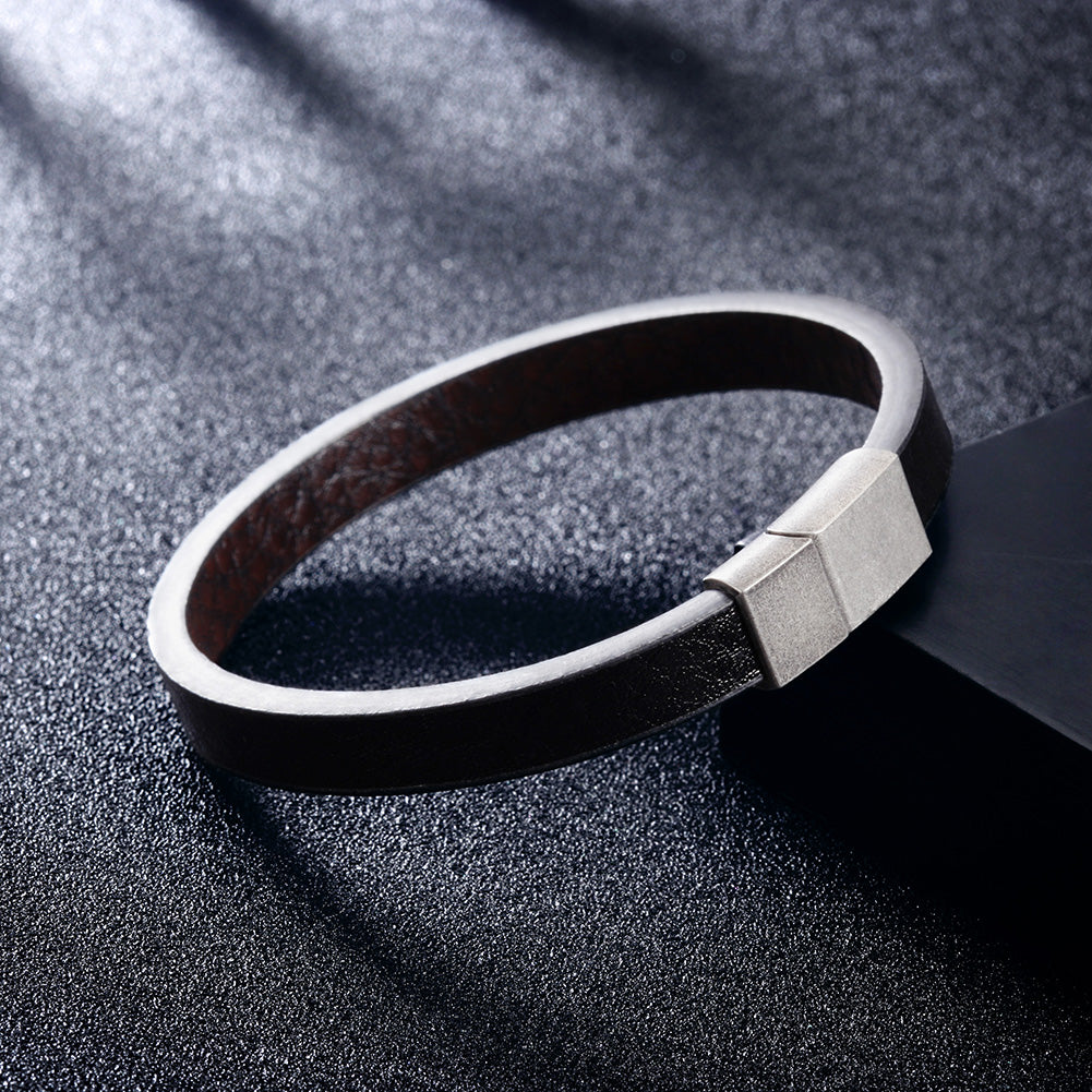 Black leather bracelet-NSB1643STBKBR
