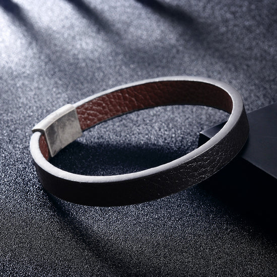 Black leather bracelet-NSB1644STBKBR