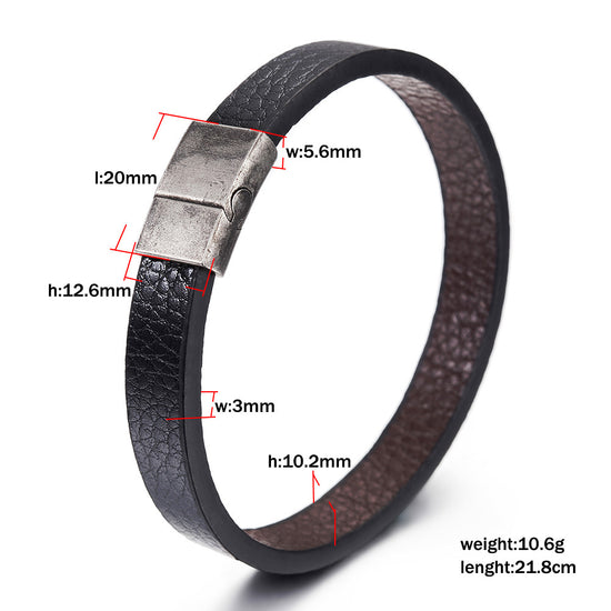Black leather bracelet-NSB1644STBKBR