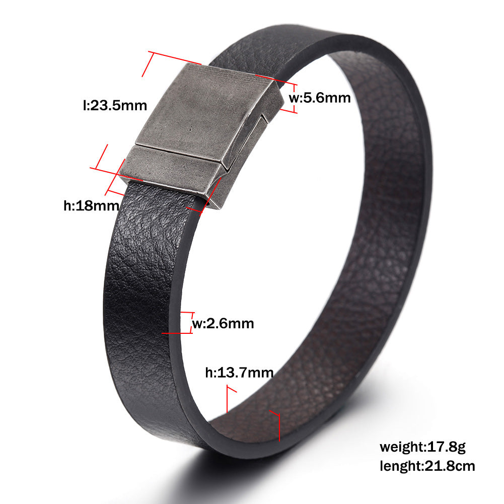 Black leather bracelet-NSB1647STBKBR