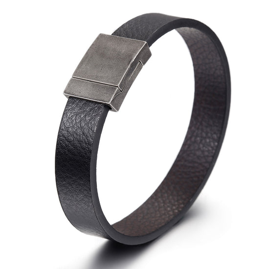 Black leather bracelet-NSB1647STBKBR