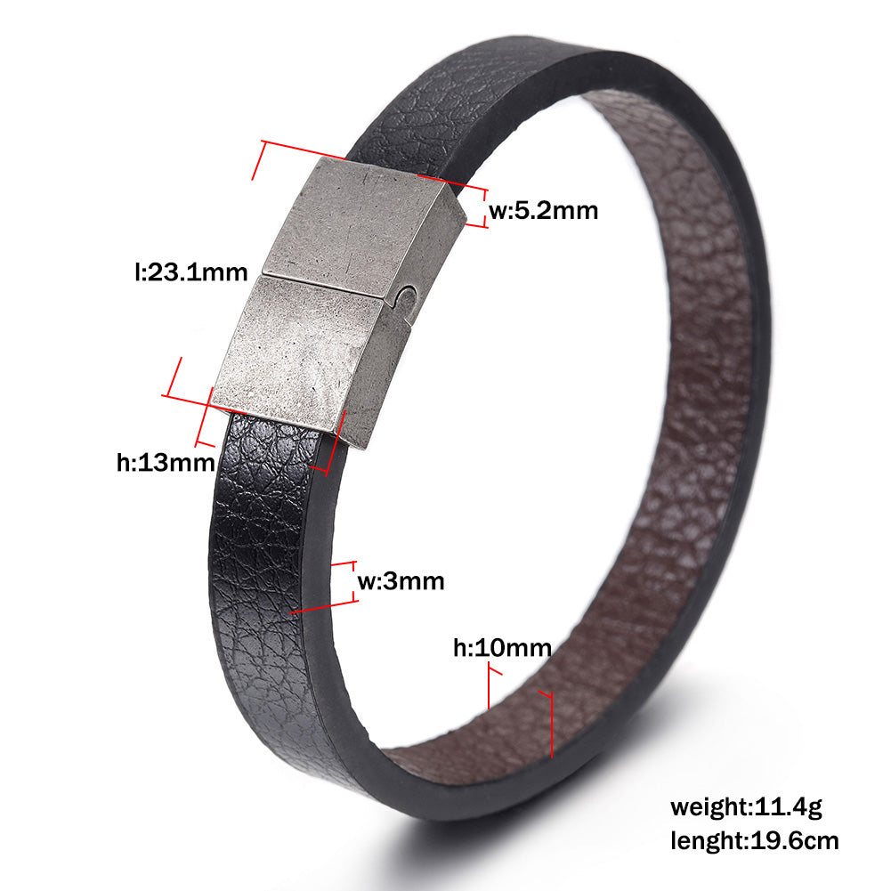 Leather silver buckle bracelet-NSB1648ST